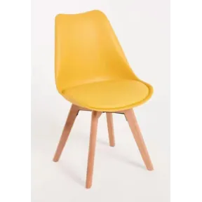 Silla de comedor ergonómica Sirio amarilla, soporta 110 kg
