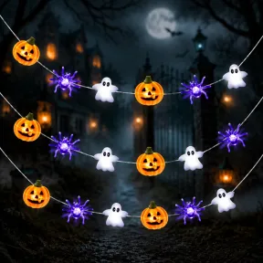 Luces LED Halloween 3M con Calabazas, Arañas y Fantasmas