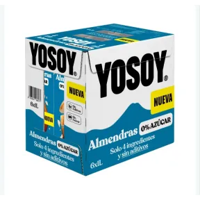 Bebida vegetal de almendras sin azúcar YOSOY 6 x 1 l.