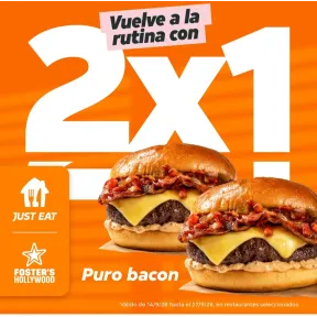 Hamburguesa 2x1 puro bacon del 14 al 27 de septiembre