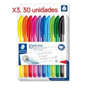 Bolígrafos STAEDTLER multicolor 4320 M - pack de 30 unidades.