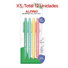 Set de 4 Bolígrafos Pastel Soft Touch con Tinta Azul