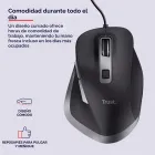 Ratón USB Fyda Negro con Soporte para Pulgar y Meñique