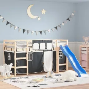 Cortinas blancas y negras para camas altas vidaXL