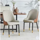 Sillas modernas de comedor en piel sintética y patas metálicas