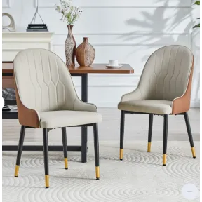 Sillas modernas de comedor en piel sintética y patas metálicas