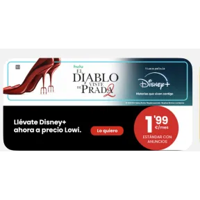Lowi: Disney + por solo 1.99€