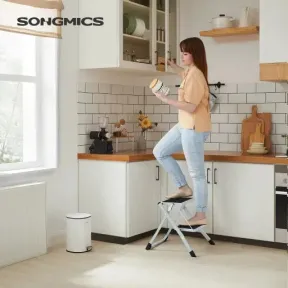 SONGMICS Escalera de 2 Escalones Práctica y Compacta