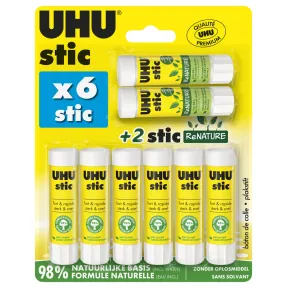 8 UHU Stick Barras de Pegamento sin Disolventes