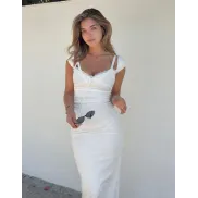 Encaje estampado en vestido midi