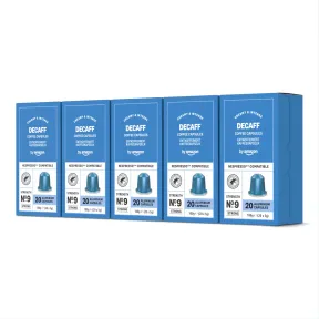 Cápsulas Espresso Descafeinado Nespresso, 100 unidades, 5 paquetes.