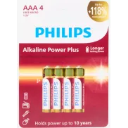 Pilhas alcalinas AAA o AA Philips, lote de 4 unidades.