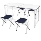 Mesa Plegable para Camping con 4 Taburetes Regulables