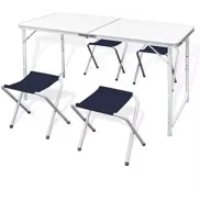 Mesa Plegable para Camping con 4 Taburetes Regulables