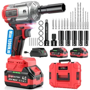 Atornillador de Impacto 1200 N·m, Batería 4.0Ah, 3-en-1