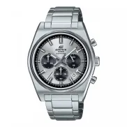 Reloj Casio Edifice con esfera plateada y cristal de zafiro.