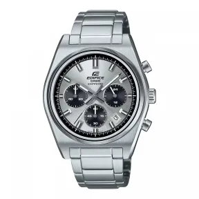 Reloj Casio Edifice con esfera plateada y cristal de zafiro.