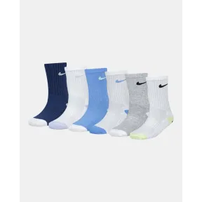 Calcetines Crew Smiley Nike Azul - Paquete de 6, Talla 7 Años
