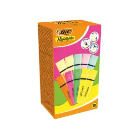 Pack de 10 Subrayadores BIC Flat - Colores Intensos y Pastel