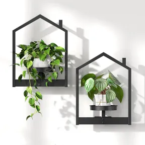Estantería Metálica Rústica para Plantas de Pared con Bandeja