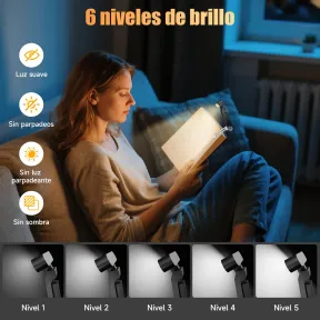 Lámpara Portátil de Lectura LED Clip, Recargable y Multicolor