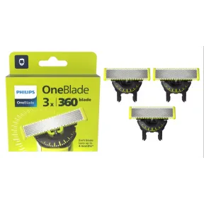 Cuchillas OneBlade 360 Philips Pack X3 para Afeitar y Recortar