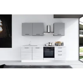 Cocina gris claro y madera GILDA 2.0 izquierda 240cm