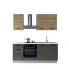 Cocina GILDA 2.0 195cm derecha en madera y gris oscuro
