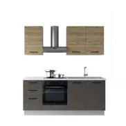 Cocina GILDA 2.0 195cm derecha en madera y gris oscuro