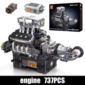 Construcción de V8: Bloques de 737 Piezas para Motor