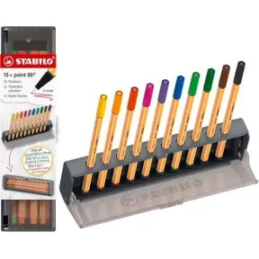Rotuladores Stabilo Point 88: set de 10 puntas finas.