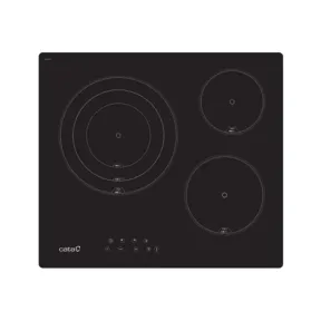 Placa vitrocerámica Cata TT 6003, 3 zonas, 56 cm, negro