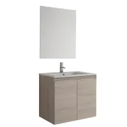 Mueble con lavabo y espejo para baño elegante