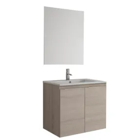 Mueble con lavabo y espejo para baño elegante