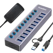 Hub USB de 10 entradas, aplica cupón del 5%