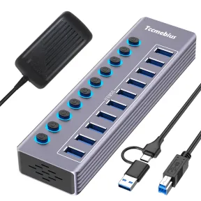 Hub USB de 10 entradas, aplica cupón del 5%
