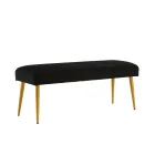 Taburete Negro Acolchado para Dormitorio con Patas de Metal