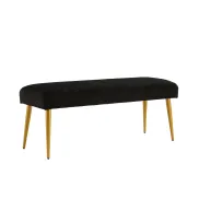 Taburete Negro Acolchado para Dormitorio con Patas de Metal