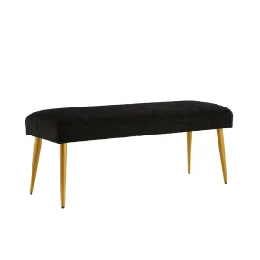 Taburete Negro Acolchado para Dormitorio con Patas de Metal