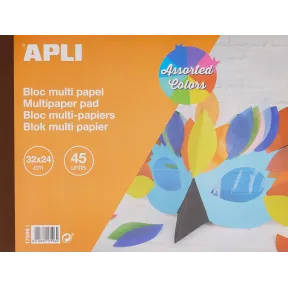 Bloc de papeles surtidos 32x24 cm - 45 hojas para manualidades.