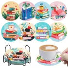 8 posavasos de pintura diamante, kit de manualidad con soporte