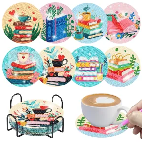 8 posavasos de pintura diamante, kit de manualidad con soporte