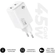 Cargador GaN 45W SUBBLIM SUBCHG-6G4520 con 2× USB-C
