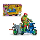 Tortugas Ninja: Moto modular con sidecar y figura de Raphael