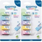 Giotto Mini Gomma Pastel 2X, Blíster de 5 Piezas