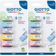 Giotto Mini Gomma Pastel 2X, Blíster de 5 Piezas