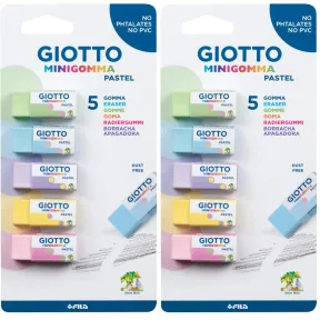 Giotto Mini Gomma Pastel 2X, Blíster de 5 Piezas