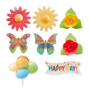 Juego de 8 Piezas de Decoración Comestible Happy Birthday