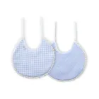 Baberos redondos en gris con cuadros vichy y topitos - Pack 2