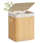 Cesta de Ropa Sucia de Bambú, 2 Compartimentos, 120 L
